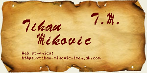 Tihan Miković vizit kartica